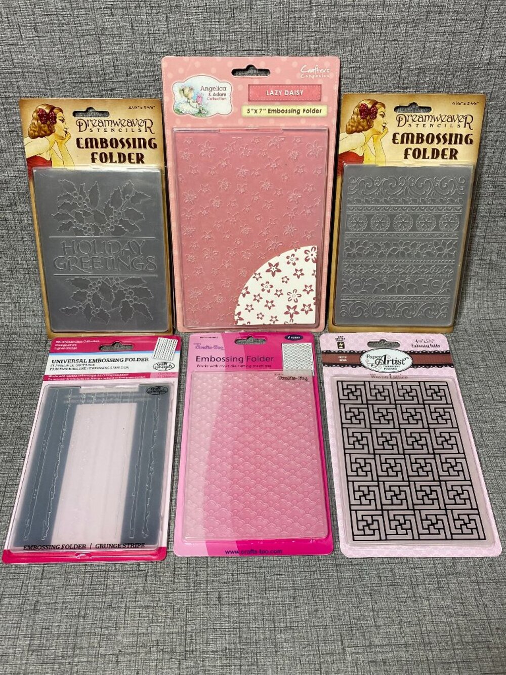 NEW Crafter's Companion Dreamweaver Stencils Embossing Folders Mixed Lot of 6